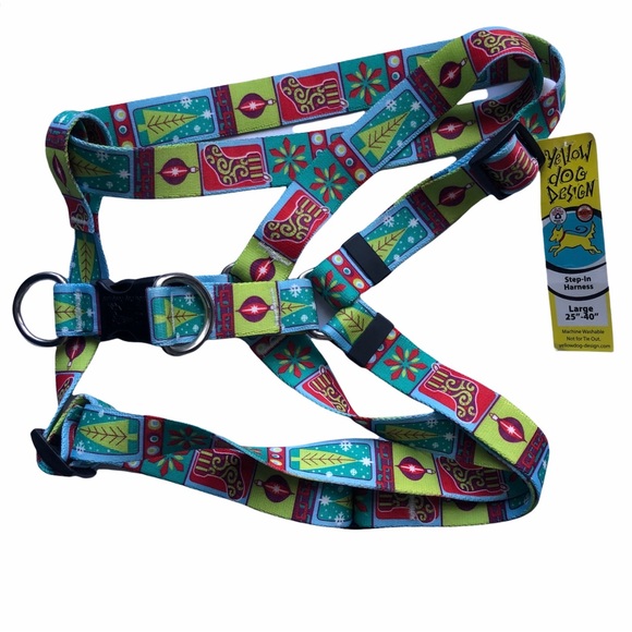 NEW Step-In Dog Harness Fun RETRO Christmas Large 25”- 40” Yellow Dog Design NWT - Picture 6 of 6